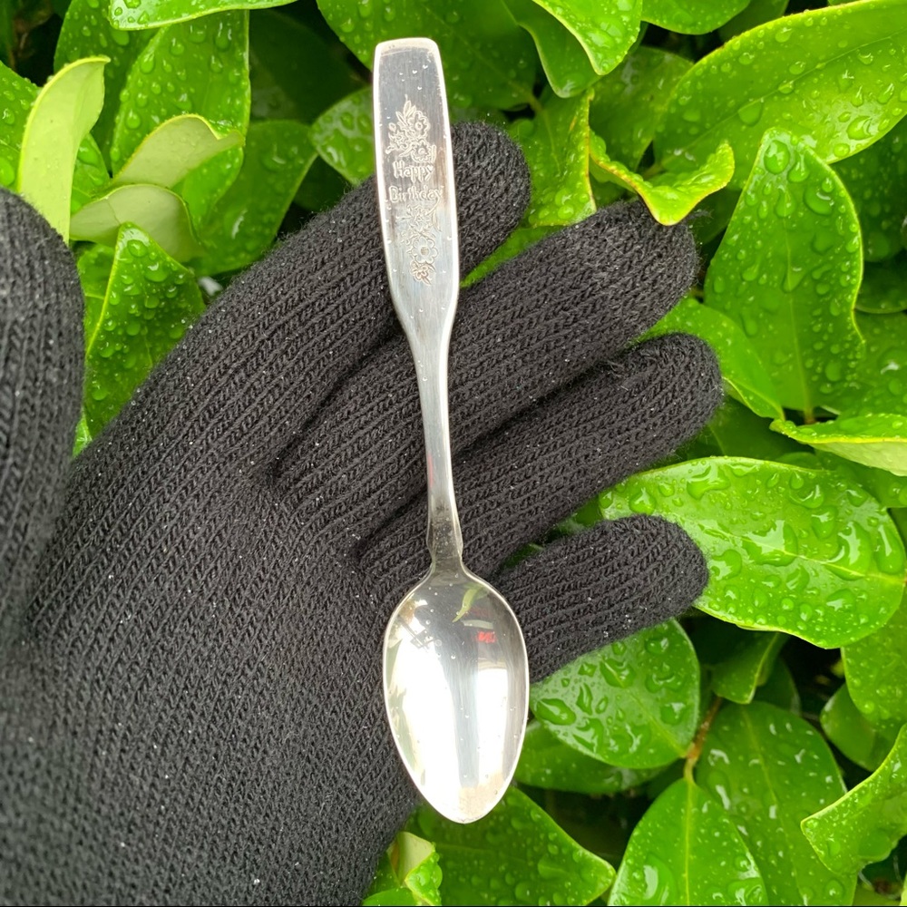 Vintage Oneida Ltd. Silversmiths Happy Birthday Silver Commemorative Decor Spoon